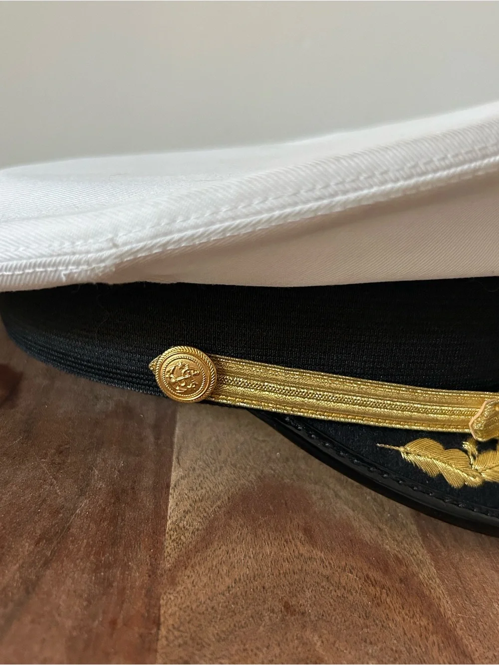 Official Bernard Snap Cap Officer’s Hat Visor White Gold Black Navy Captain